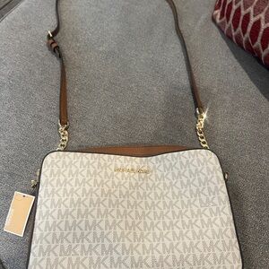 Michael Kors Cream and Brown (Vanilla) Crossbody Bag New w/ tags!  Great Gift!